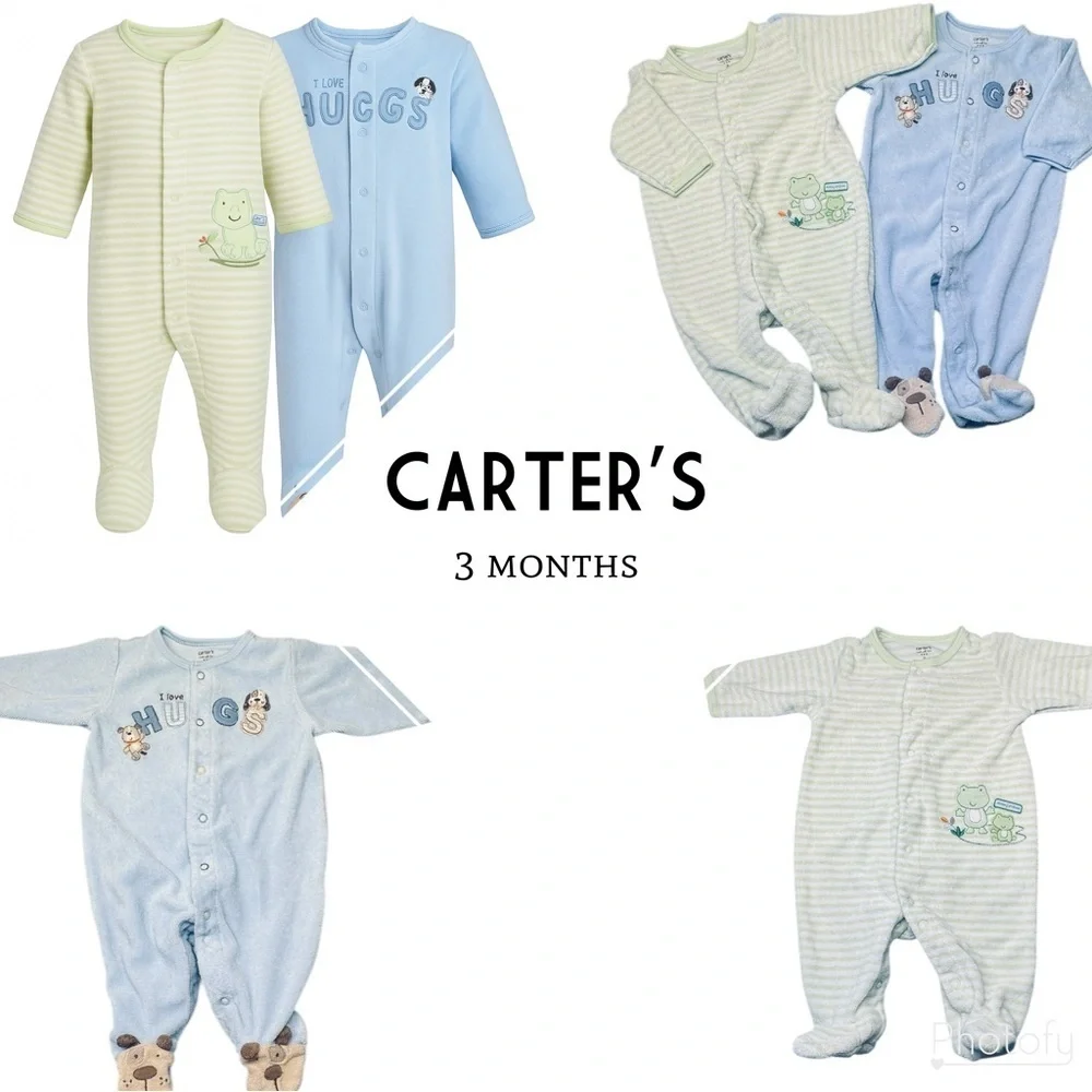 🍼 Carter’s Baby Boys Footed Sleepers Lot (2-Pack) – Size 3 Months 💙